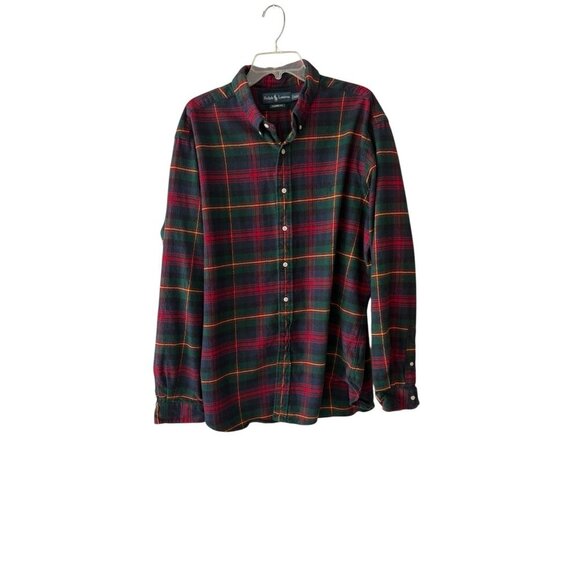 Ralph Lauren Mens XXL Classic Fit Flannel Shirt Green & Red Plaid Cotton Long Sl - Picture 1 of 4